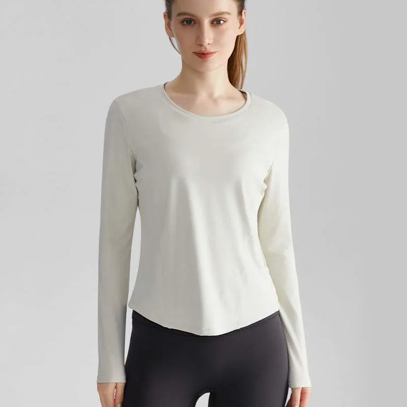 Long Sleeve Round Neckline Yoga T-Shirt