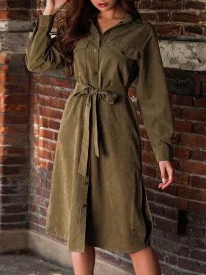 Long-sleeved Old-fashioned Lace-up Tooling Open-cut Dress