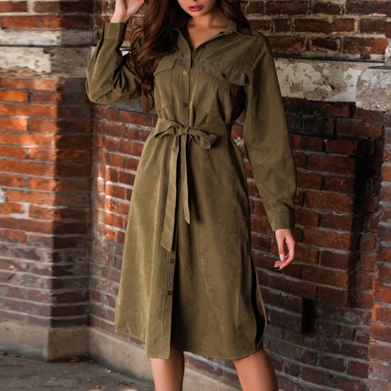 Long-sleeved Old-fashioned Lace-up Tooling Open-cut Dress