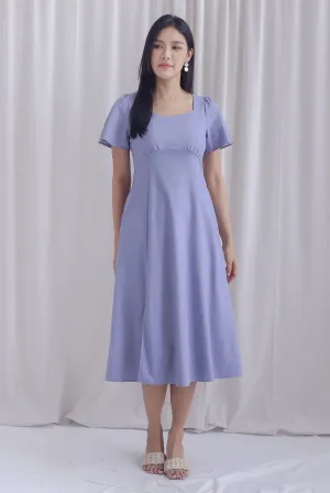 Lorelei Flutter Sleeve Slit Midi Dress In Periwinkle