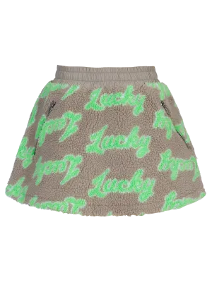 Lucky-print Fleece Mini-skirt