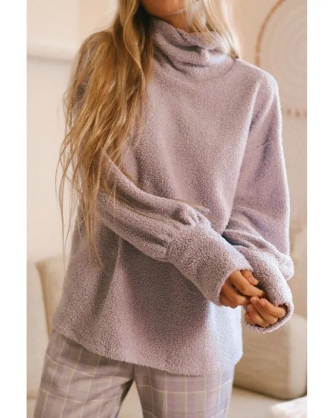 Lucy Lavender Sherpa Sweater