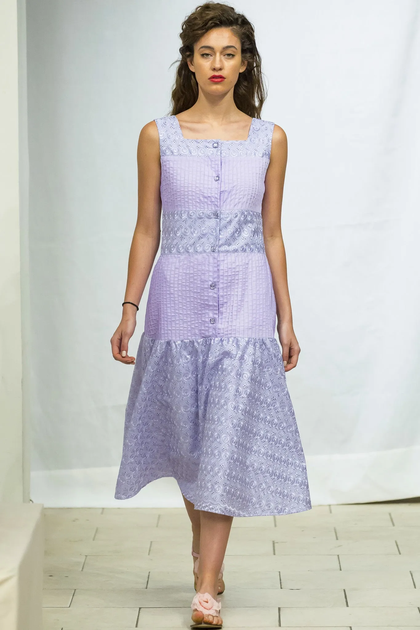 Made in NYC: Pintuck Sleeveless Fit & Flare Dress Style 148