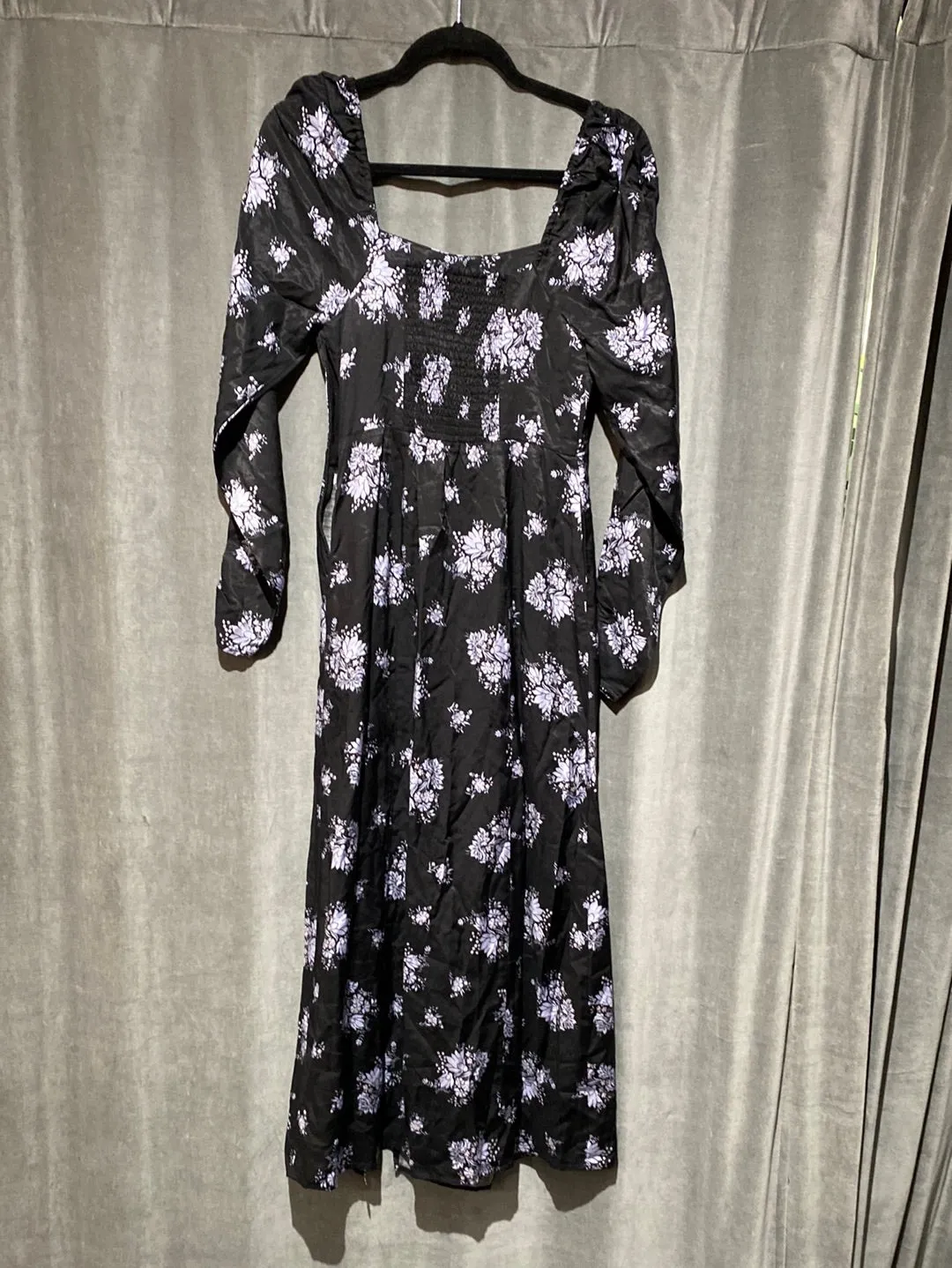 Maeve Long Sleeve Black and Lavender Floral Maxi Dress