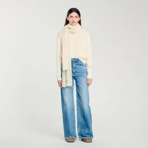 Malice Knitted Jumper With Scarf Collar Ecru