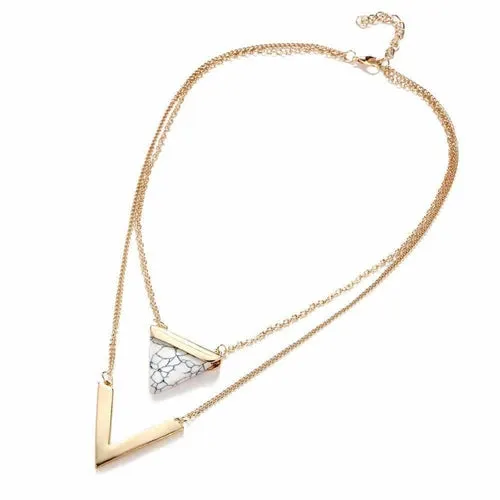 Marble Chevron Double Layer Necklace Marble Chevron Necklace