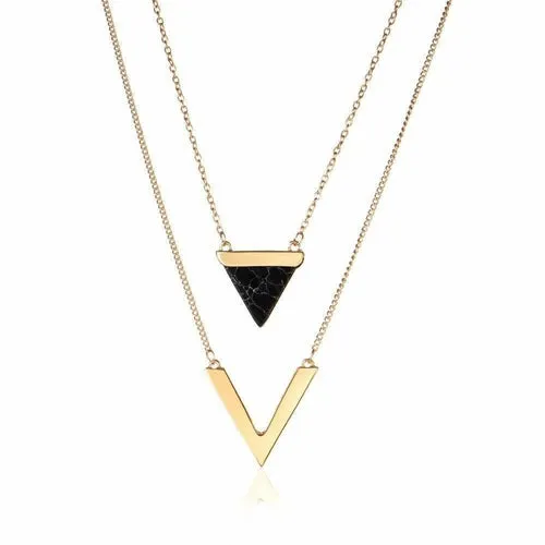 Marble Chevron Double Layer Necklace Marble Chevron Necklace
