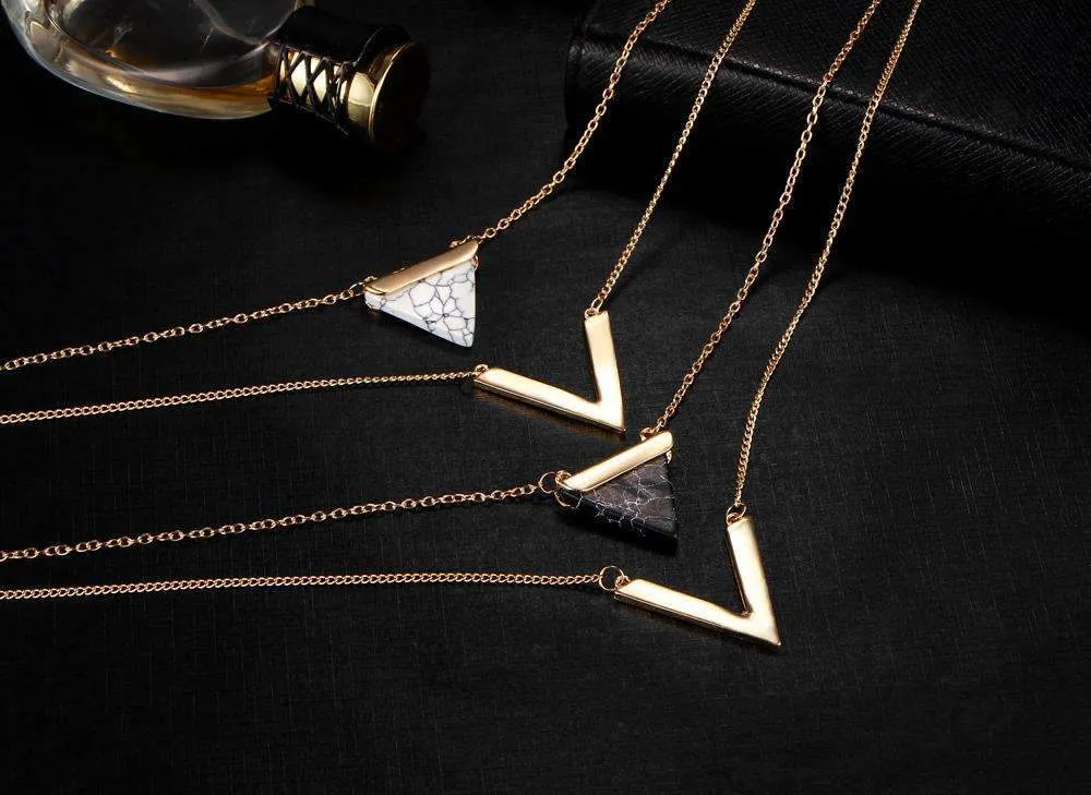 Marble Chevron Double Layer Necklace Marble Chevron Necklace