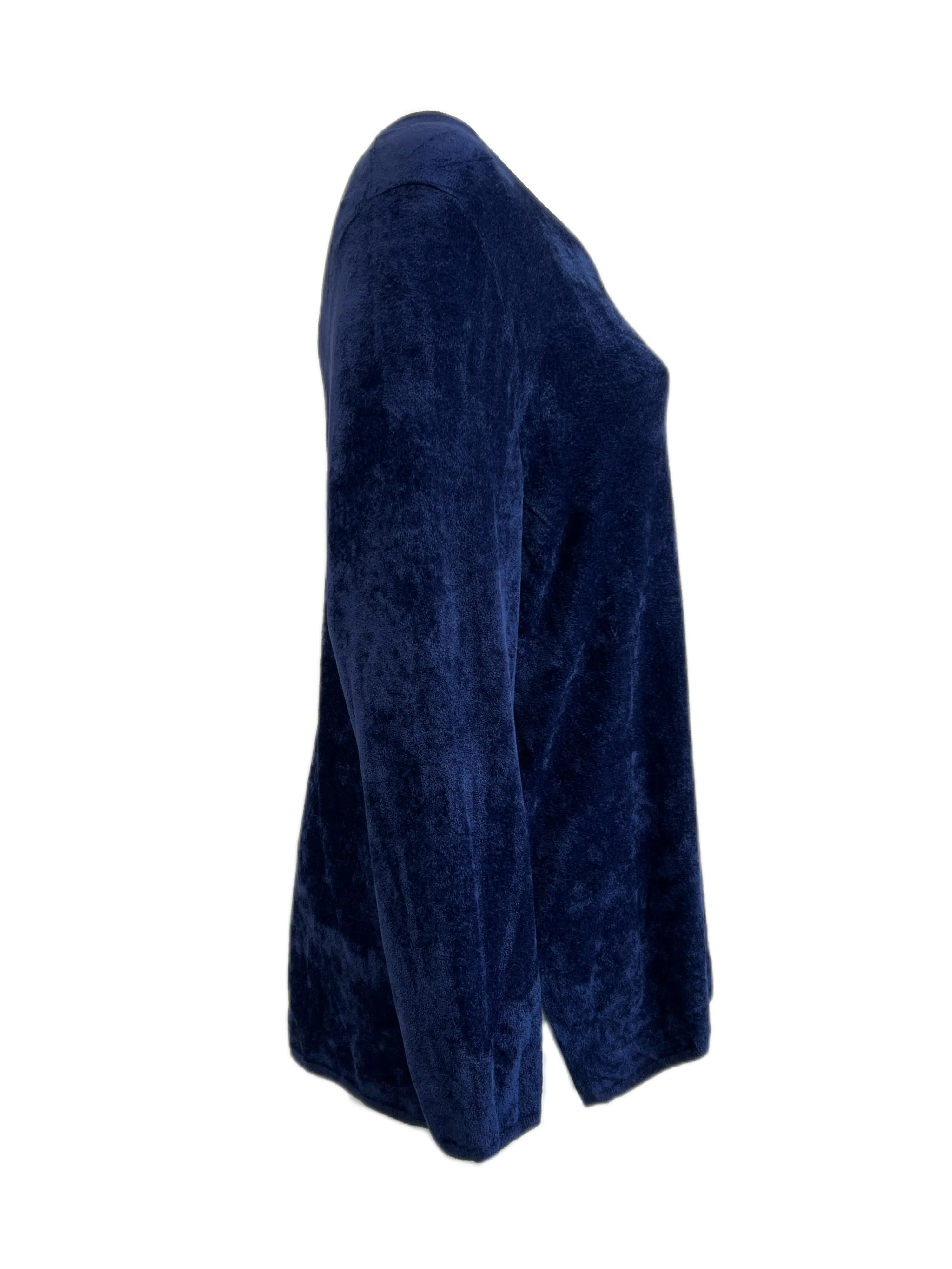 Marina Rinaldi Women's Navy Abilita Velour Pullover Sweater Size XL NWT