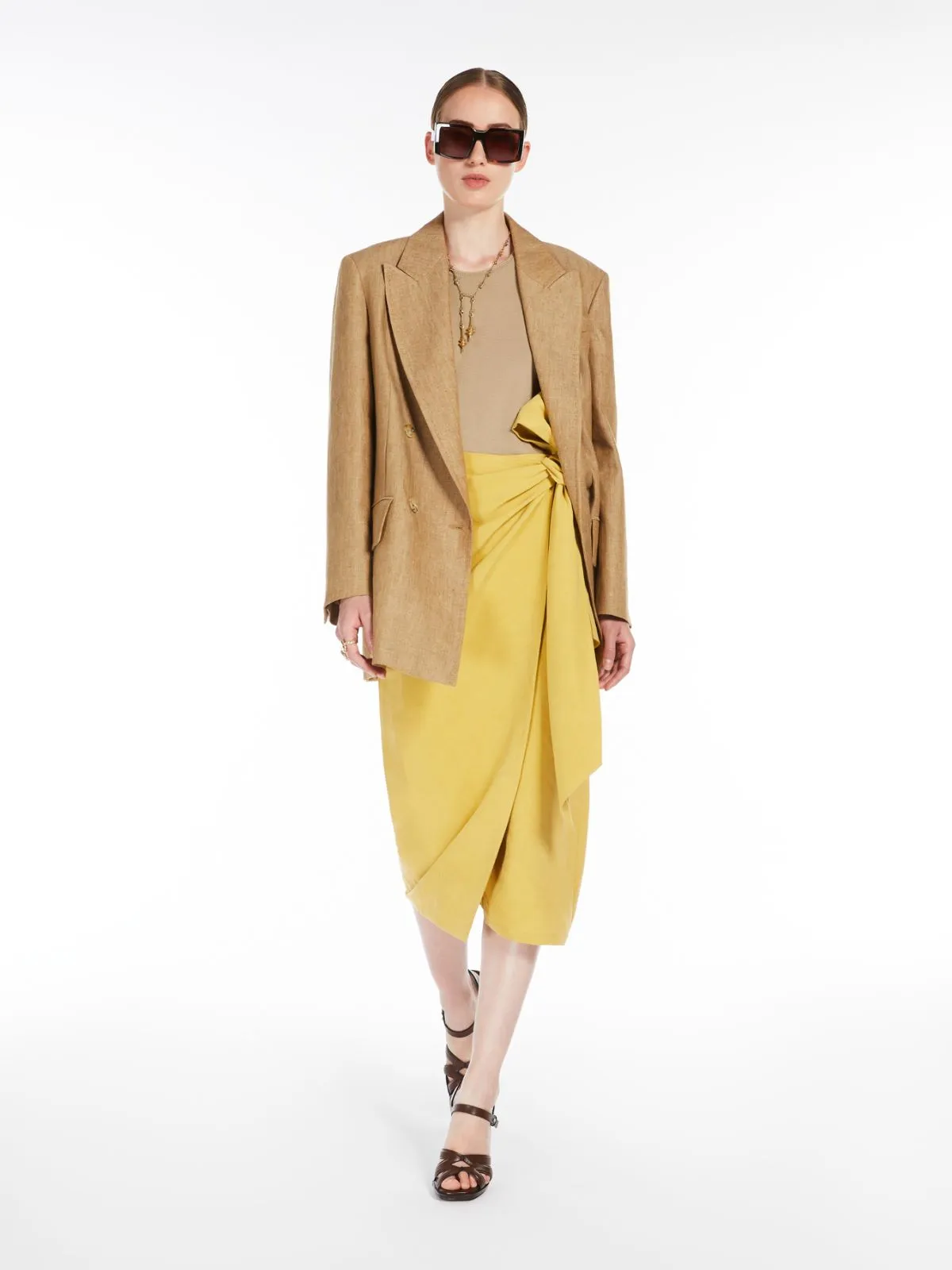 MAX MARA Linen and Silk Twill Skirt