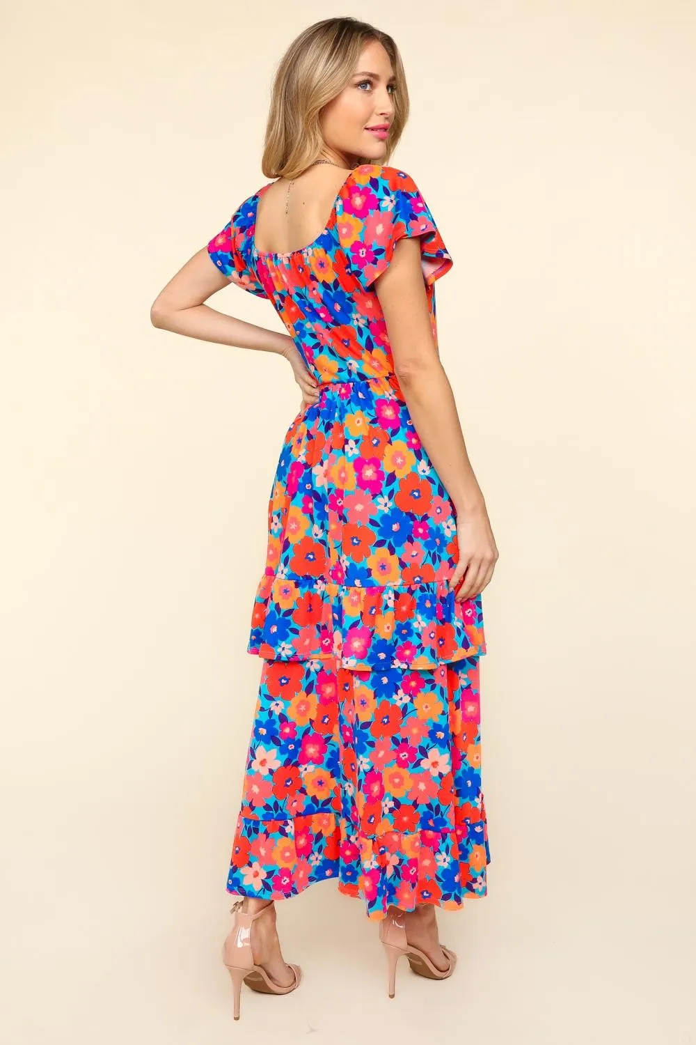 MAXI FLORAL SLEEVE WITH SIDE POCKETS