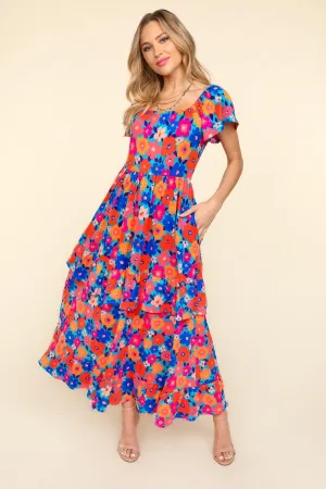 MAXI FLORAL SLEEVE WITH SIDE POCKETS