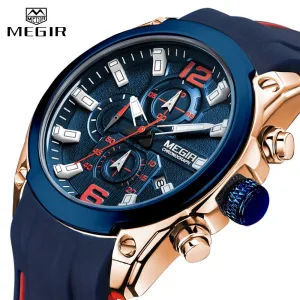 MEGIR Brand Mens Watches New Fashion Sport Quartz Watch Waterproof Men Clock Luxury Chronograph Calendar Military Wrist Watch
