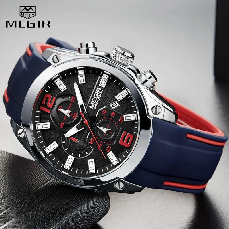 MEGIR Brand Mens Watches New Fashion Sport Quartz Watch Waterproof Men Clock Luxury Chronograph Calendar Military Wrist Watch