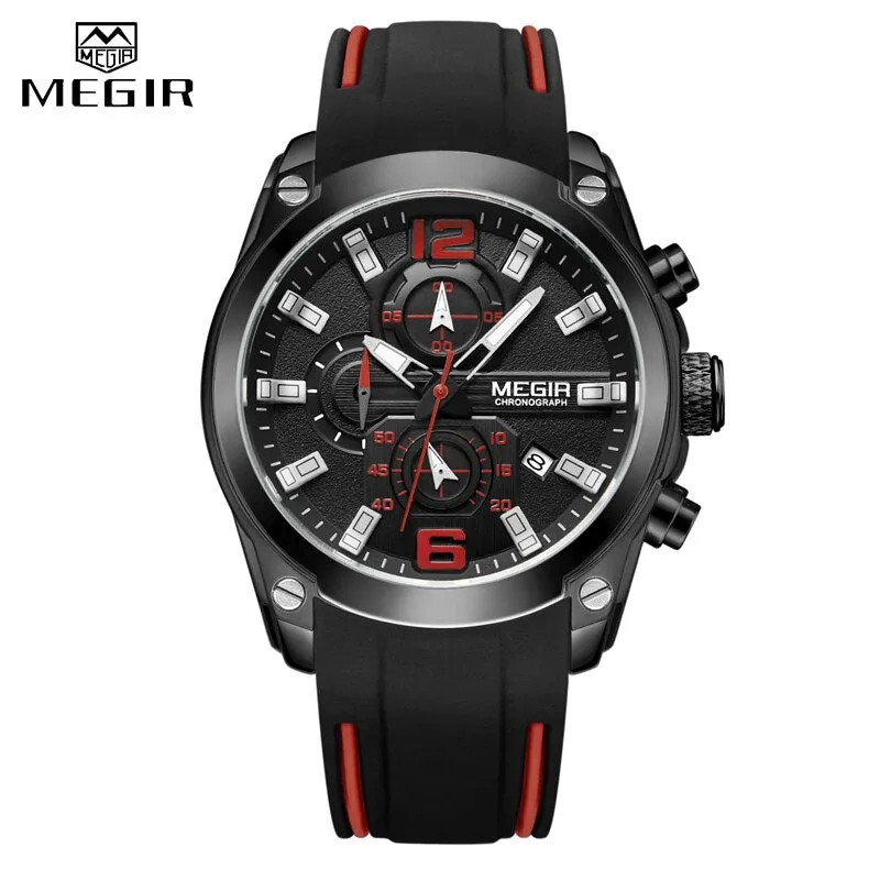 MEGIR Brand Mens Watches New Fashion Sport Quartz Watch Waterproof Men Clock Luxury Chronograph Calendar Military Wrist Watch