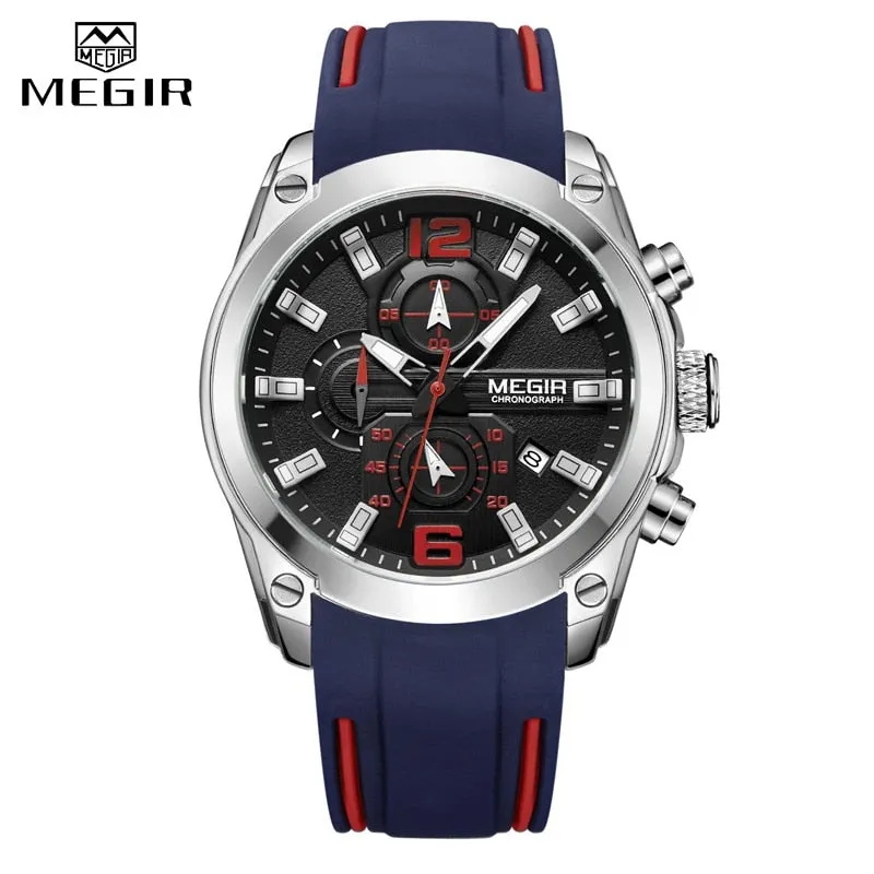 MEGIR Brand Mens Watches New Fashion Sport Quartz Watch Waterproof Men Clock Luxury Chronograph Calendar Military Wrist Watch