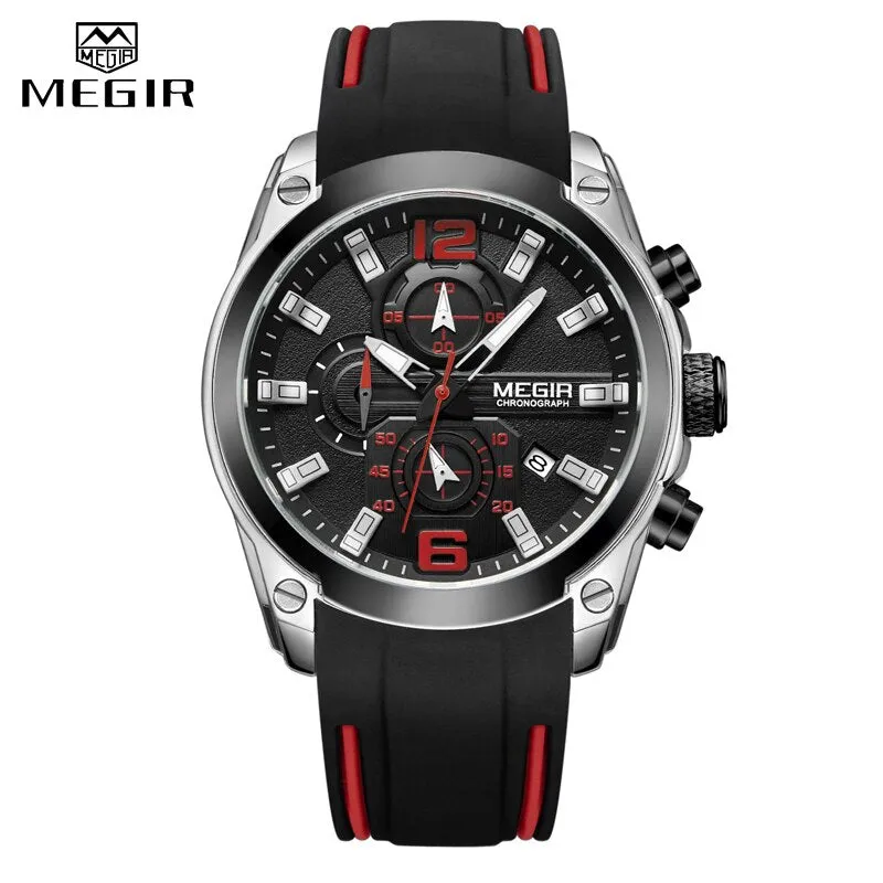 MEGIR Brand Mens Watches New Fashion Sport Quartz Watch Waterproof Men Clock Luxury Chronograph Calendar Military Wrist Watch