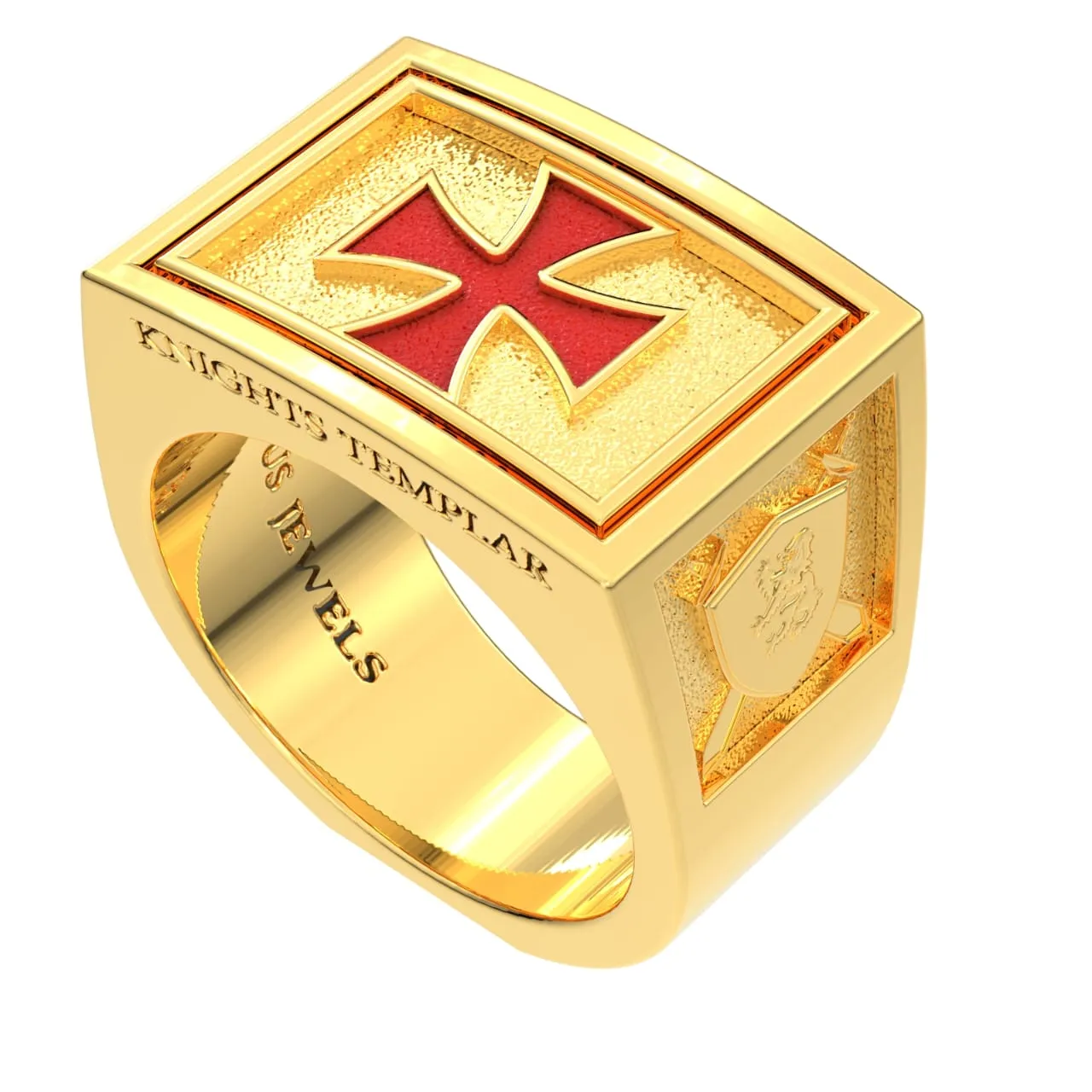 Men's Heavy Solid 10K or 14K Yellow Gold Knights Templar Ring Band
