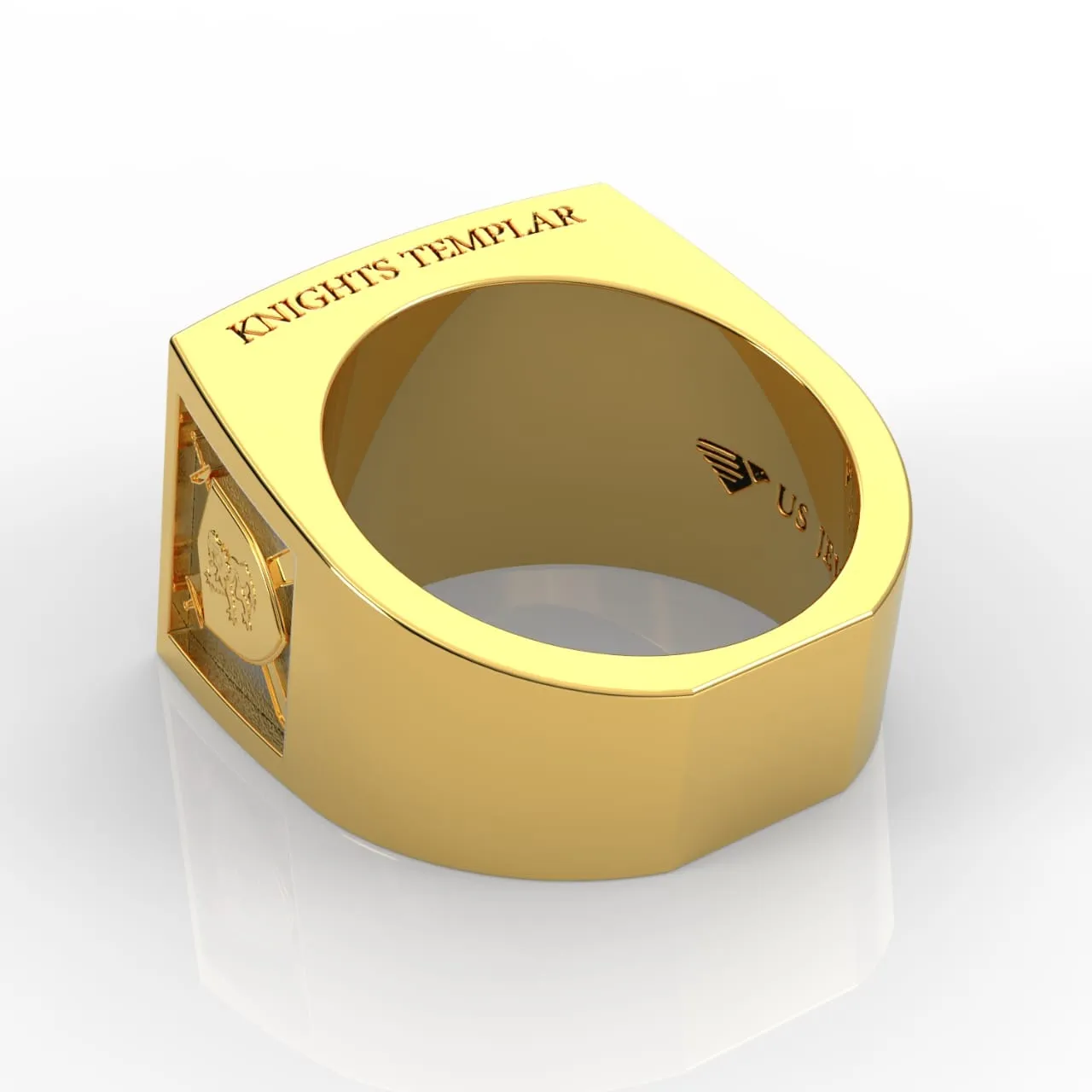 Men's Heavy Solid 10K or 14K Yellow Gold Knights Templar Ring Band