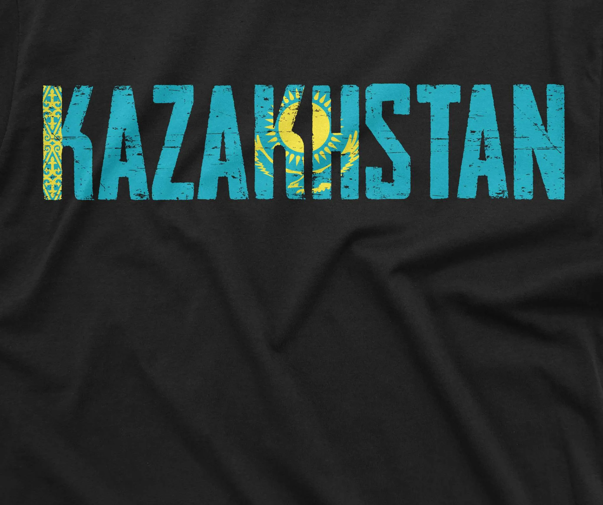 Men's Kazakhstan T-shirt Kazakhstani flag coat of arms country nation tee shirt Kazakh mens tee