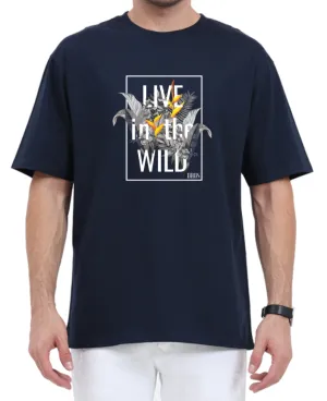 Men's Oversized Tshirt - DRON Live in the Wild - OS22 Navy Blue