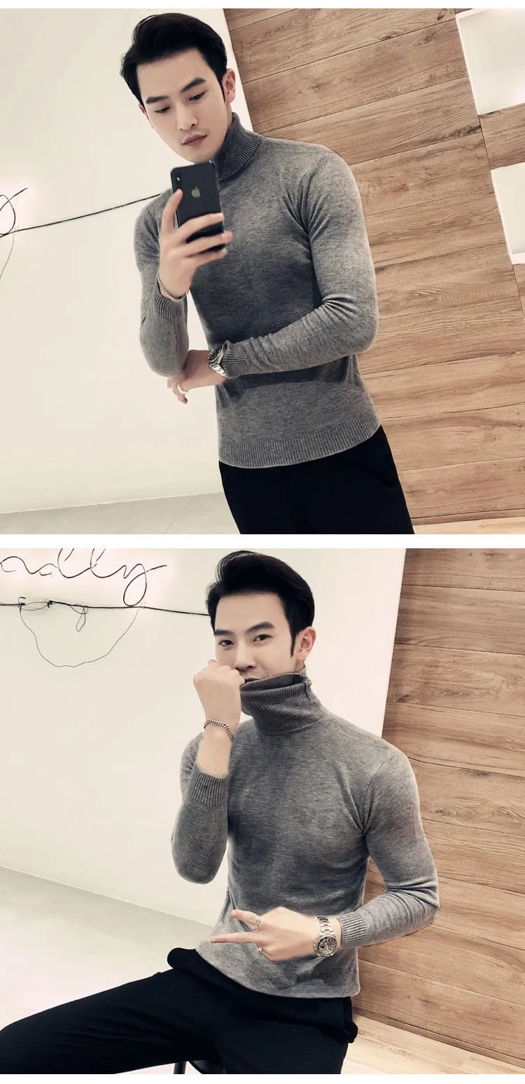 Men's Sweaters /  Turtleneck Collar Winter Knitted Male Sweaters