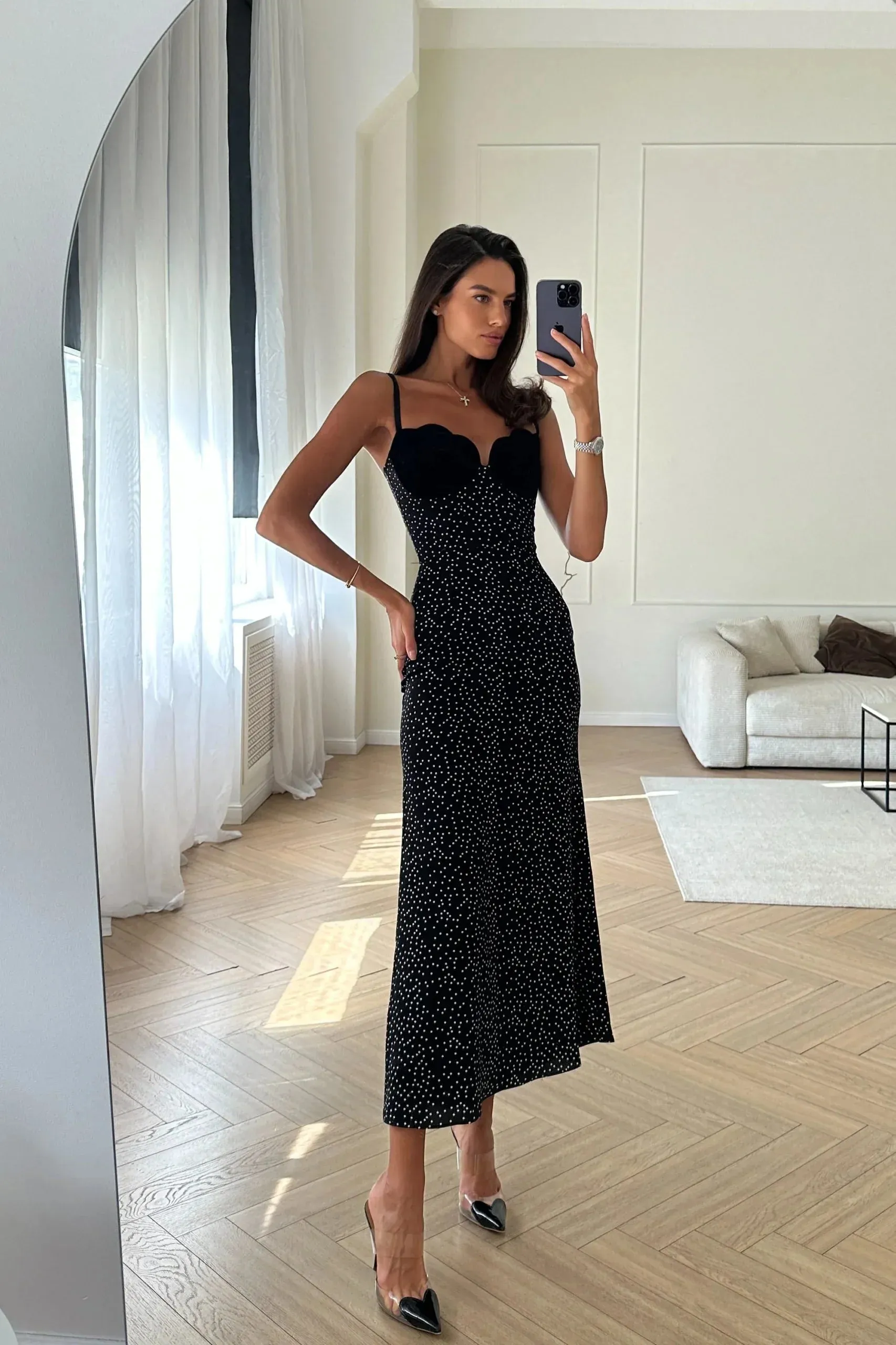 Meredith | Velvet Insert Midi Dress
