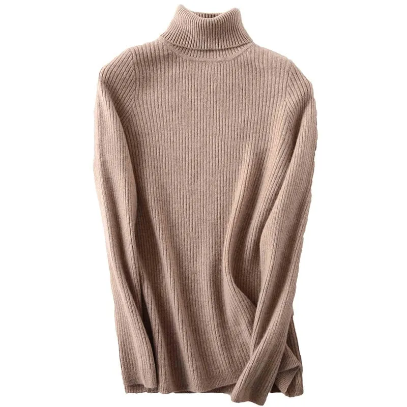 Merino Wool Turtleneck Women Sweater Autumn Winter Warm Soft Pullover Femme Cashmere