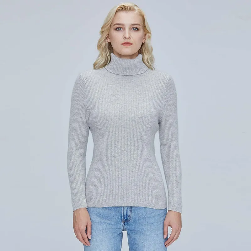 Merino Wool Turtleneck Women Sweater Autumn Winter Warm Soft Pullover Femme Cashmere