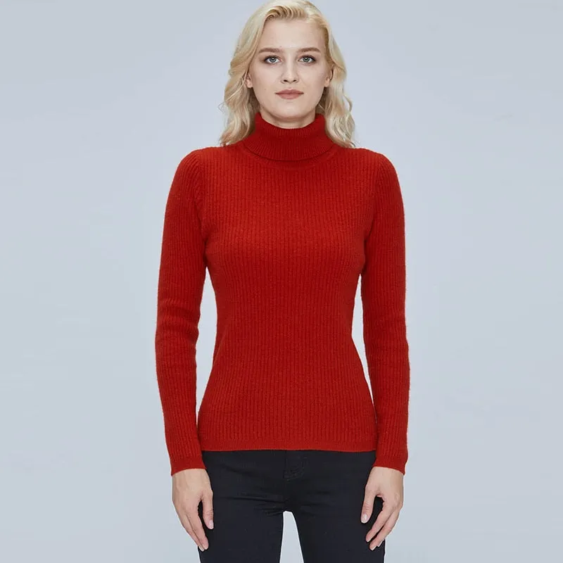 Merino Wool Turtleneck Women Sweater Autumn Winter Warm Soft Pullover Femme Cashmere