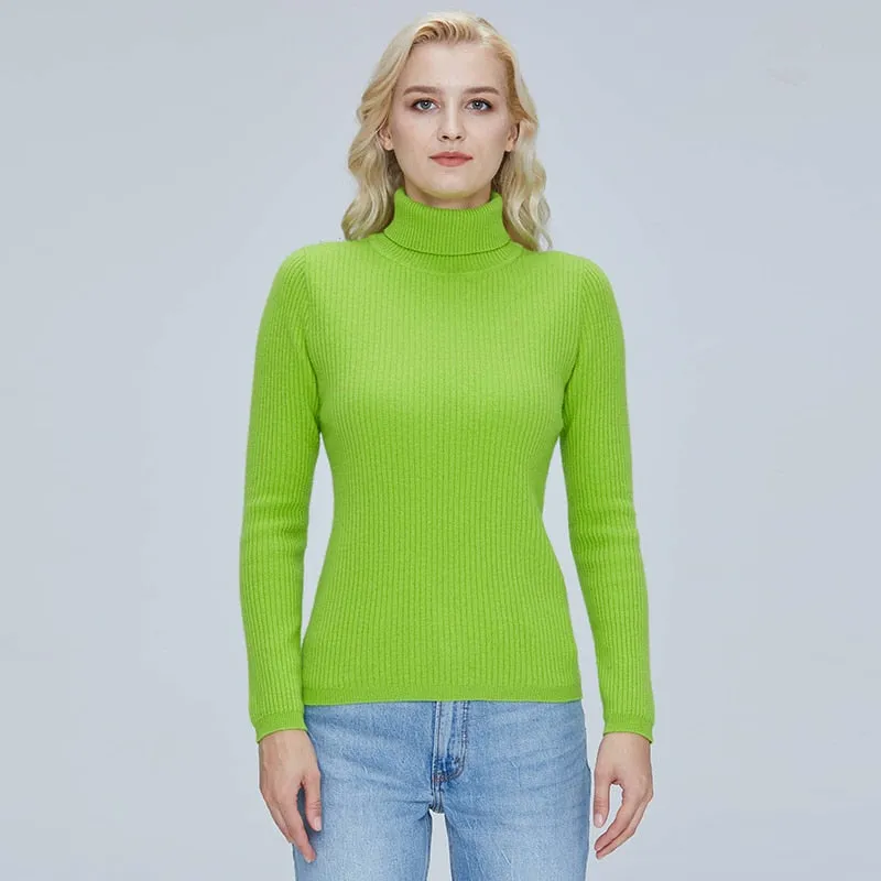 Merino Wool Turtleneck Women Sweater Autumn Winter Warm Soft Pullover Femme Cashmere