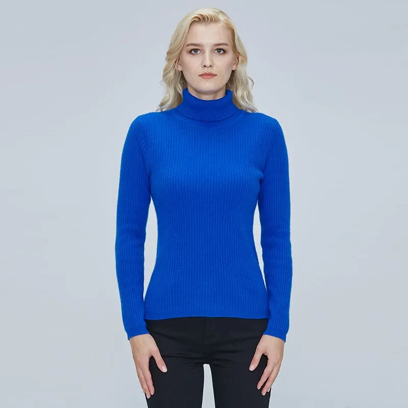 Merino Wool Turtleneck Women Sweater Autumn Winter Warm Soft Pullover Femme Cashmere