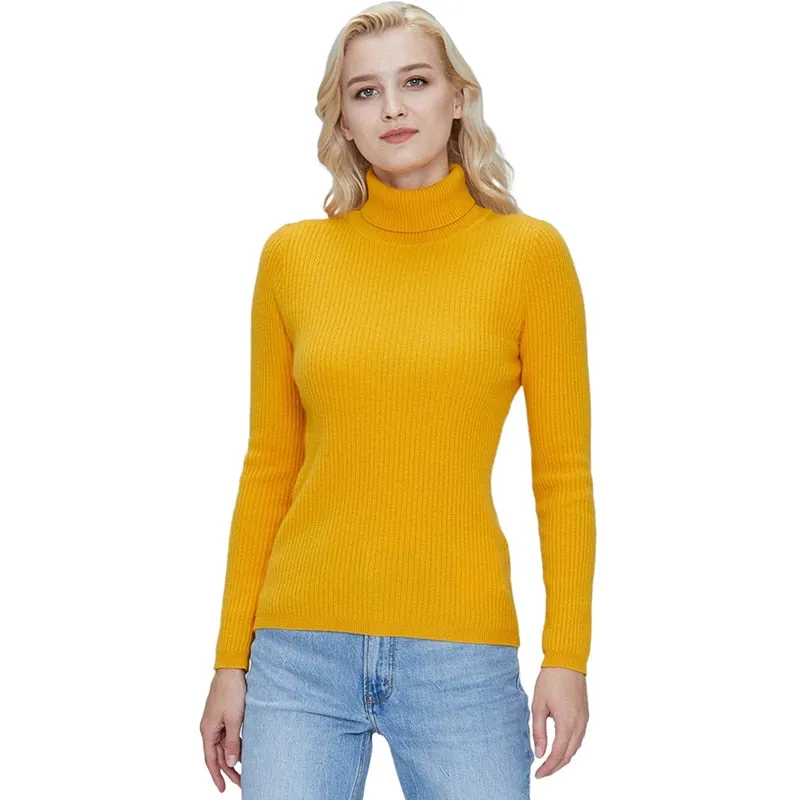 Merino Wool Turtleneck Women Sweater Autumn Winter Warm Soft Pullover Femme Cashmere