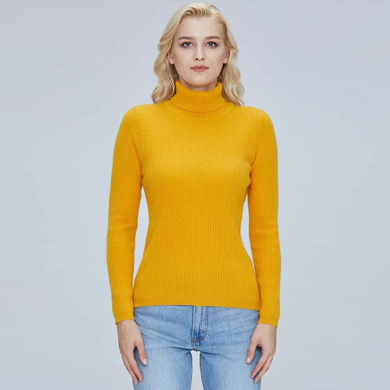 Merino Wool Turtleneck Women Sweater Autumn Winter Warm Soft Pullover Femme Cashmere
