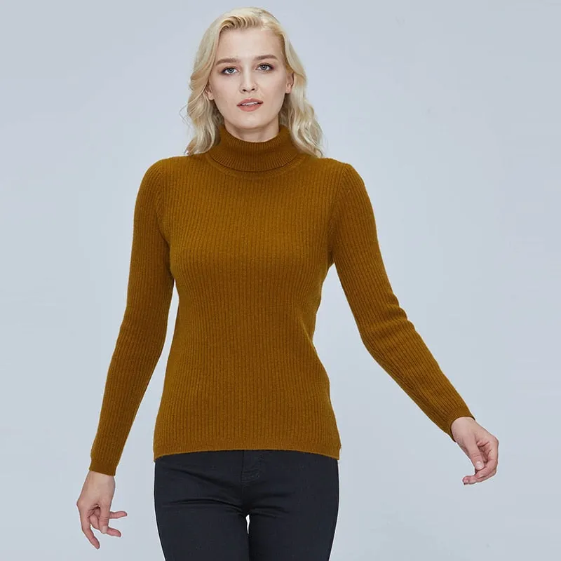 Merino Wool Turtleneck Women Sweater Autumn Winter Warm Soft Pullover Femme Cashmere