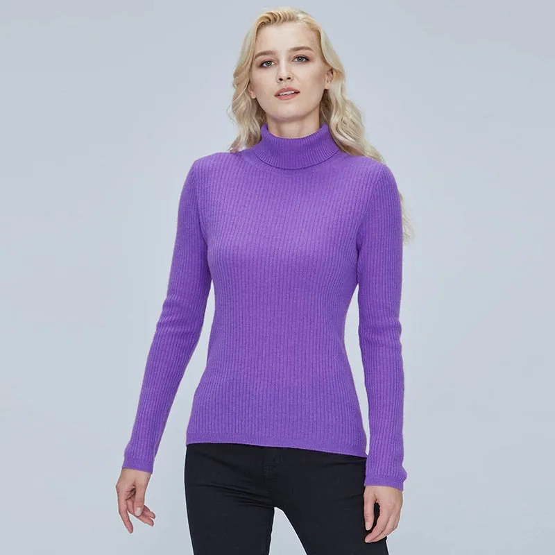Merino Wool Turtleneck Women Sweater Autumn Winter Warm Soft Pullover Femme Cashmere