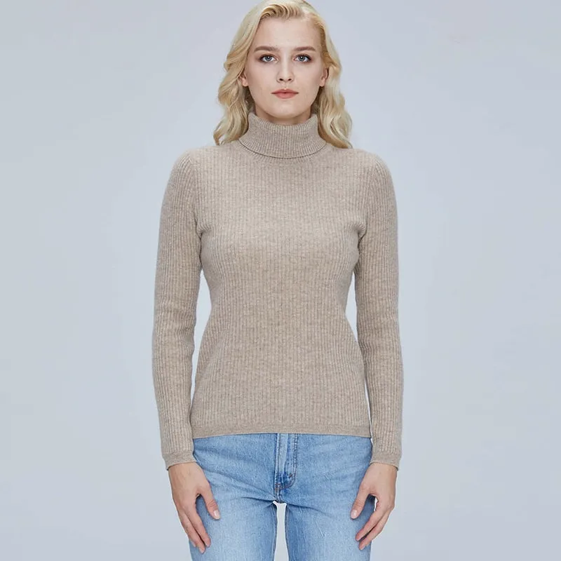 Merino Wool Turtleneck Women Sweater Autumn Winter Warm Soft Pullover Femme Cashmere
