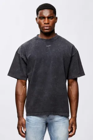 MICRO LOGO OVERSIZED T-SHIRT - WASHED GREY