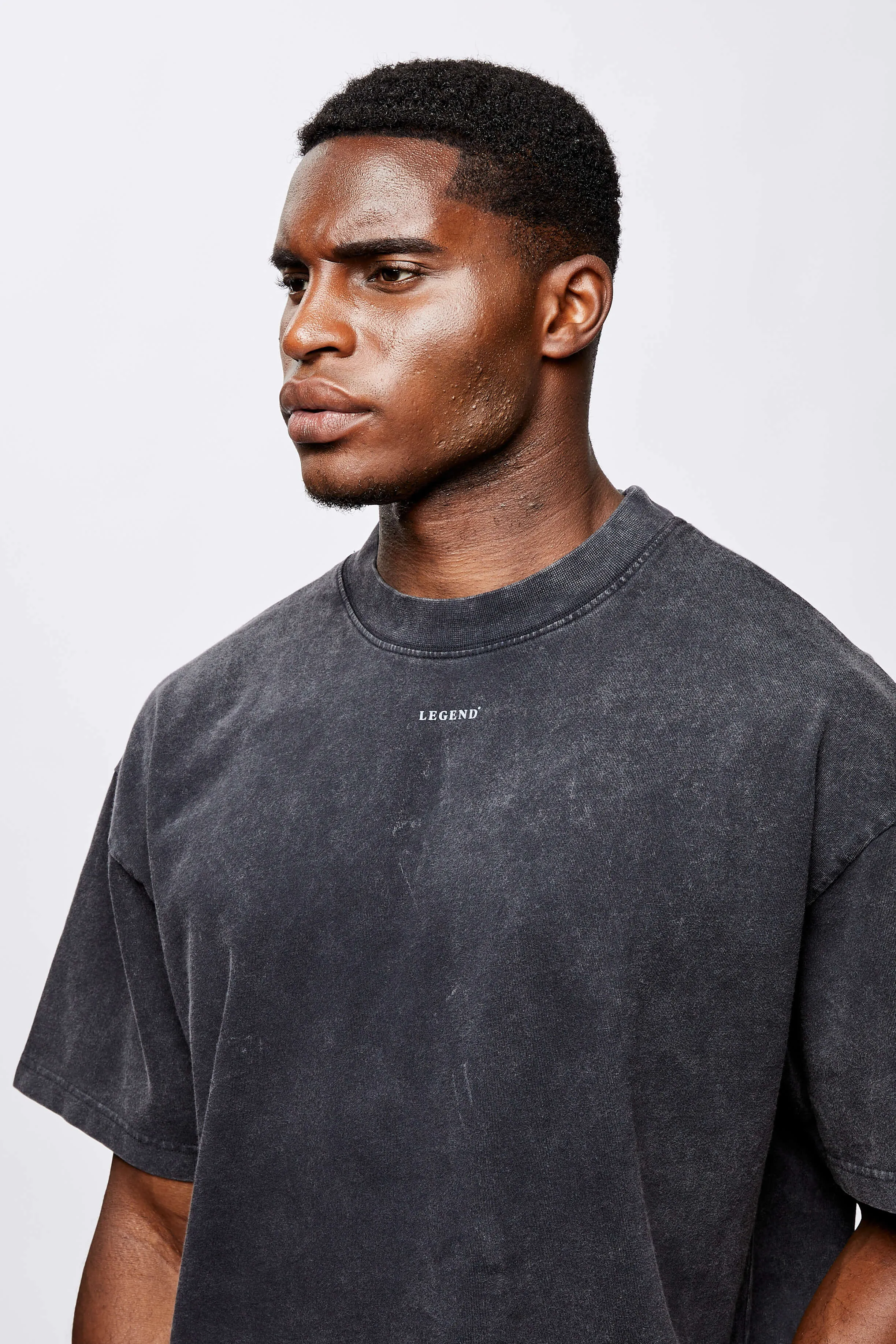 MICRO LOGO OVERSIZED T-SHIRT - WASHED GREY