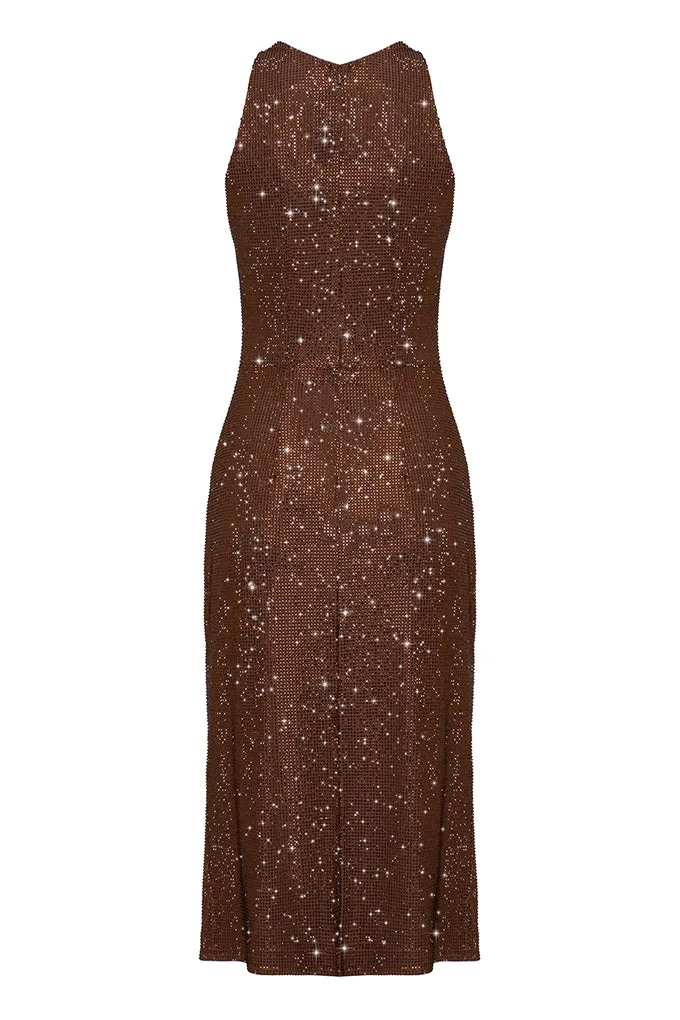 MIDI DRESS DECORATED WITH CRYSTALS