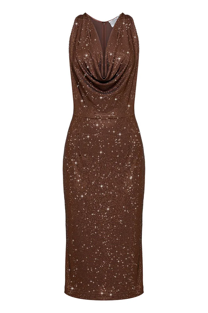 MIDI DRESS DECORATED WITH CRYSTALS