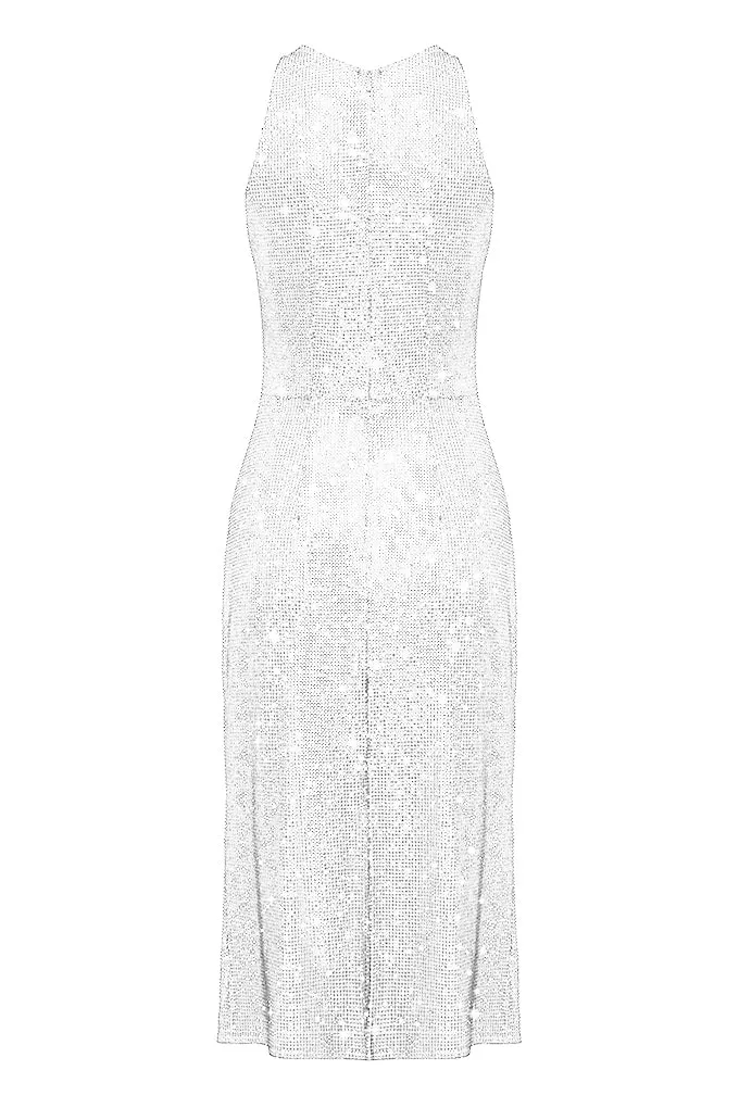 MIDI DRESS DECORATED WITH CRYSTALS