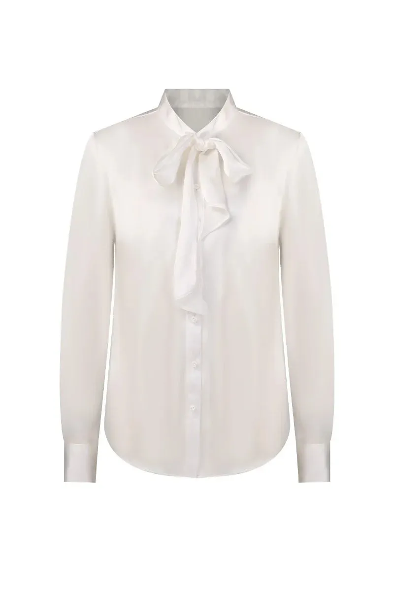 Milanese Pure Silk Women's Tie-Neck Blouse