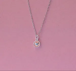 Mini Enamel Heart Necklace, Sterling Silver