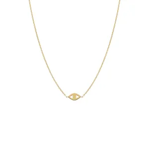 Mini Solid Evil Eye Necklace 14K