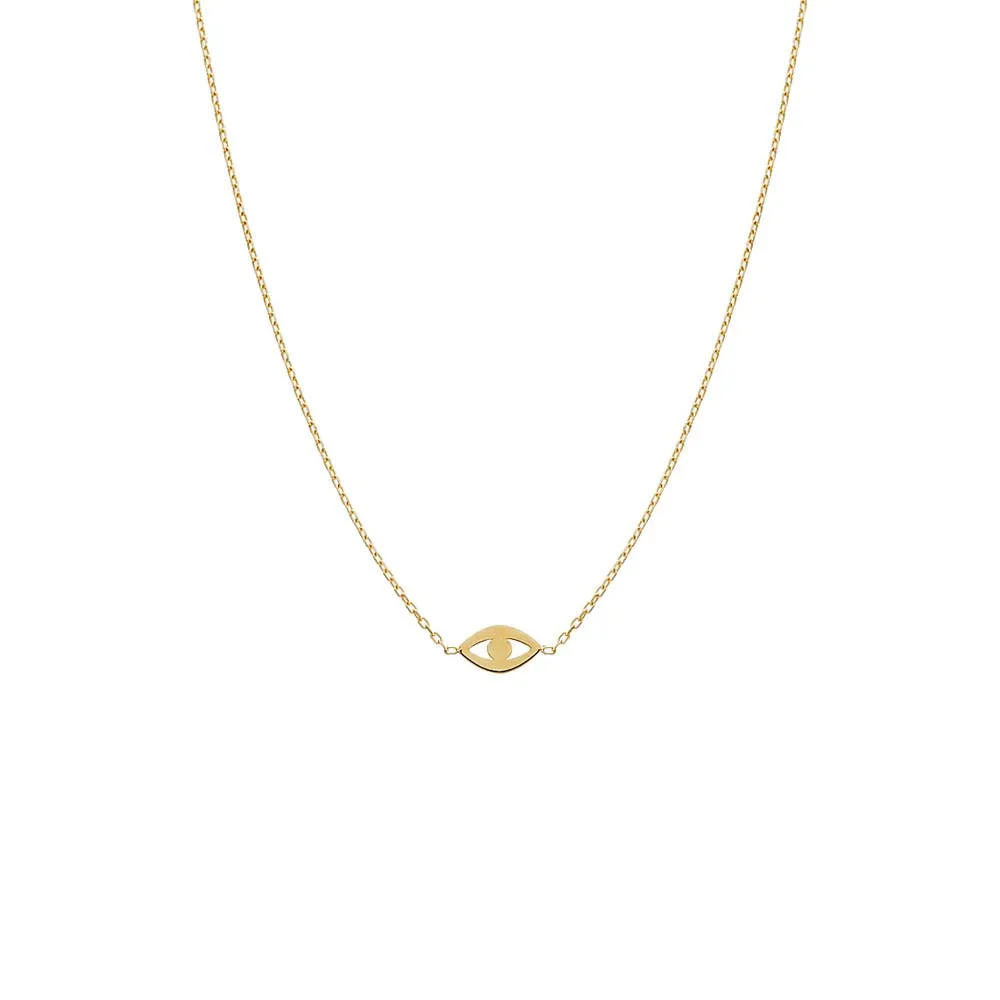 Mini Solid Evil Eye Necklace 14K