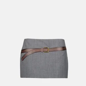 Mini Wool Belted Skirt