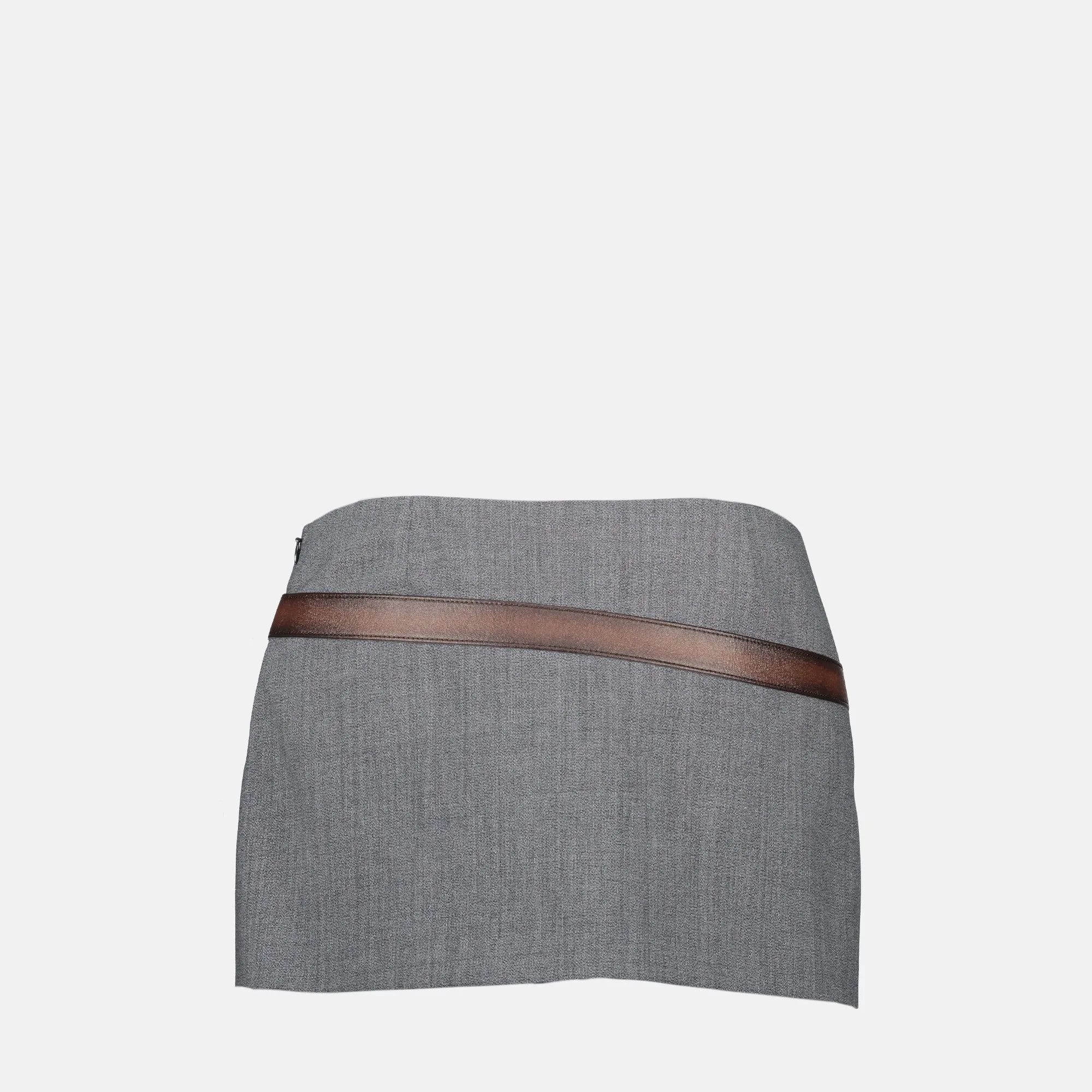 Mini Wool Belted Skirt