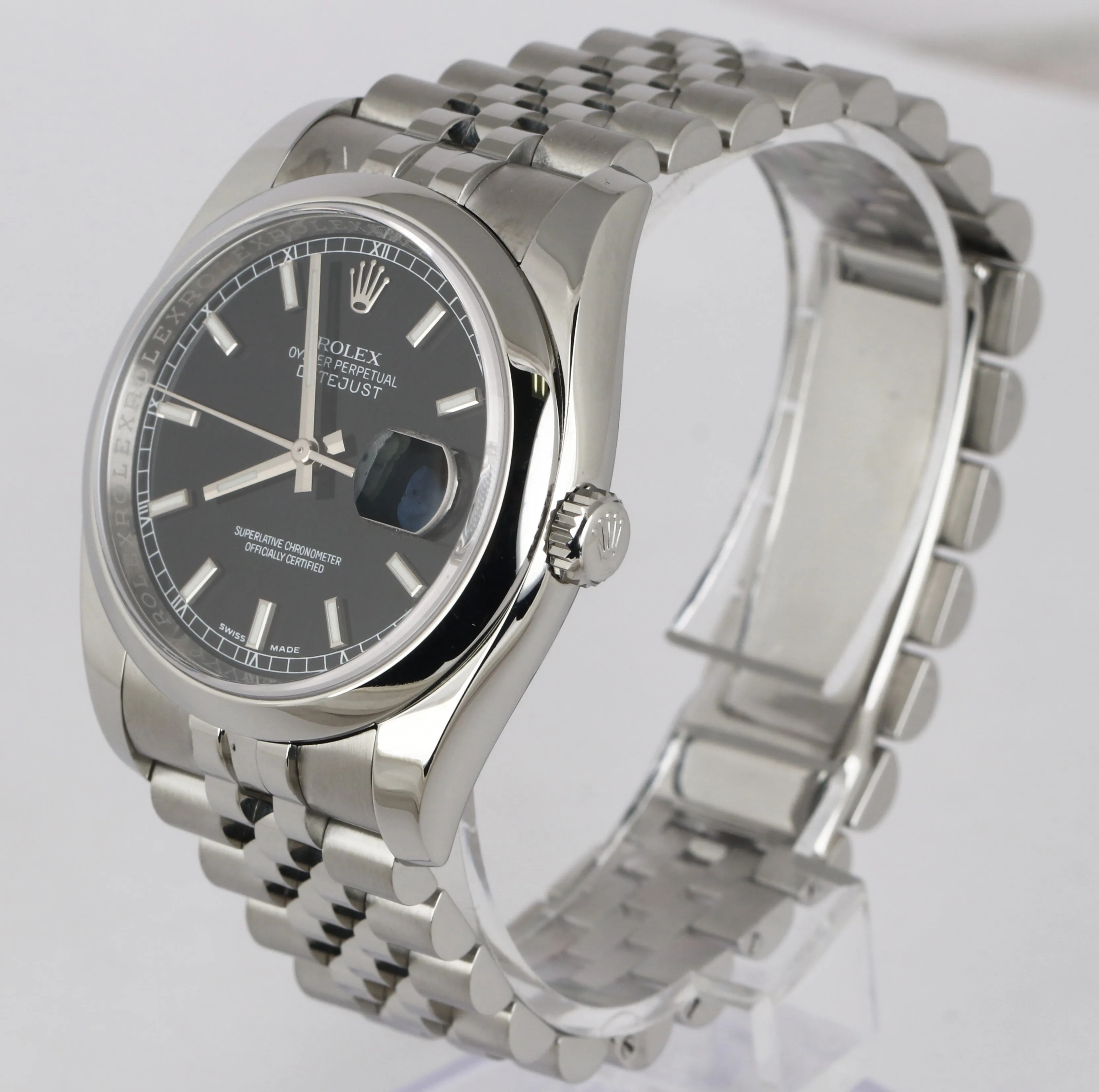 MINT 2019 Rolex DateJust 36 116200 Black Stainless 36mm Jubilee Smooth Bezel