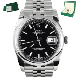 MINT 2019 Rolex DateJust 36 116200 Black Stainless 36mm Jubilee Smooth Bezel